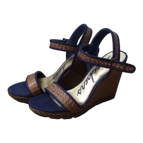 Skechers Shoes - SKECHERS Denim And Rattan Wedge Sandals Size 11